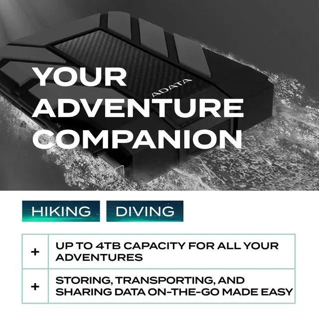 Alt view image 6 of 7 - HD710 Pro - 1 TB External Hard Drive - Shockproof, Waterproof & Dustproof - Durable Storage - For Gamers, Students & Professionals - Mac, PC & Linux Compatible - Black - AHD710P-1TU31-CBK