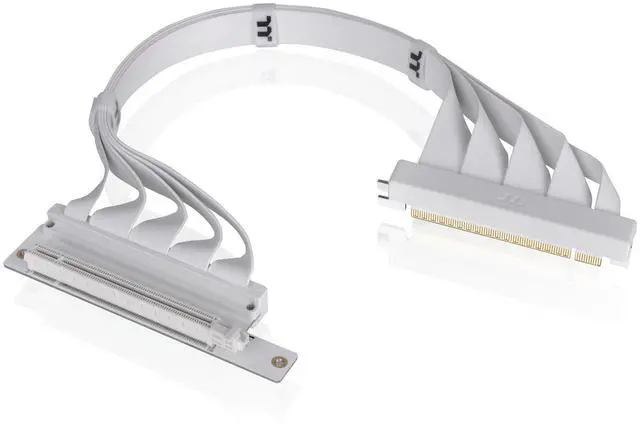 Alt view image 7 of 10 - Thermaltake PCIe 4.0 Dual 90°Degree Connectors Riser Cable White 16Gbps High-Speed Transmission 400mm EMI Shielding AC-077-CO6OTN-C1