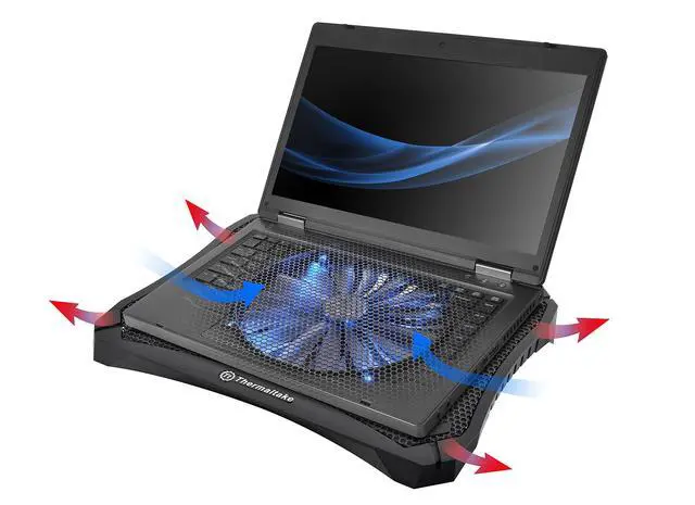 Alt view image 7 of 7 - Steel Mesh Panel Single 200mm Blue LED Fan Adjustable Speed Control 10"-17" Laptop Notebook Cooling Pad CL-N004-PL20BL-A