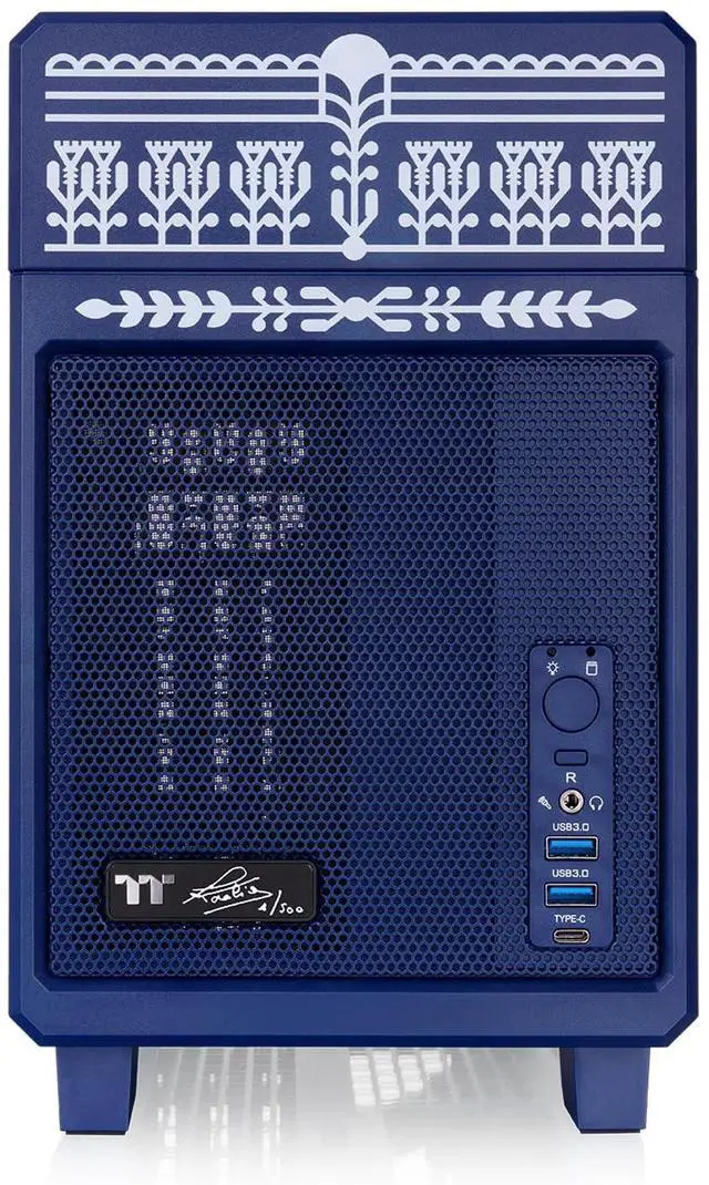 Alt view image 8 of 12 - Thermaltake TR100 Koralie Edition; mITX Support; 18.9 Liters; PCIe 4.0 Riser Cable Included; 360mm GPU Clearance; 280mm Radiator Support; Removable PCIe Bracket; Cobalt Blue; CA-11A-00SPNN-AR