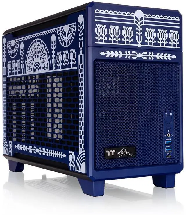 Alt view image 7 of 12 - Thermaltake TR100 Koralie Edition; mITX Support; 18.9 Liters; PCIe 4.0 Riser Cable Included; 360mm GPU Clearance; 280mm Radiator Support; Removable PCIe Bracket; Cobalt Blue; CA-11A-00SPNN-AR