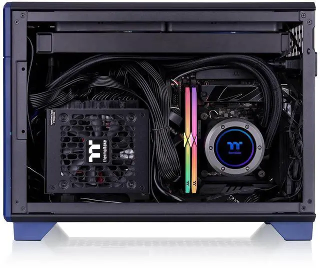 Alt view image 12 of 12 - Thermaltake TR100 Koralie Edition; mITX Support; 18.9 Liters; PCIe 4.0 Riser Cable Included; 360mm GPU Clearance; 280mm Radiator Support; Removable PCIe Bracket; Cobalt Blue; CA-11A-00SPNN-AR