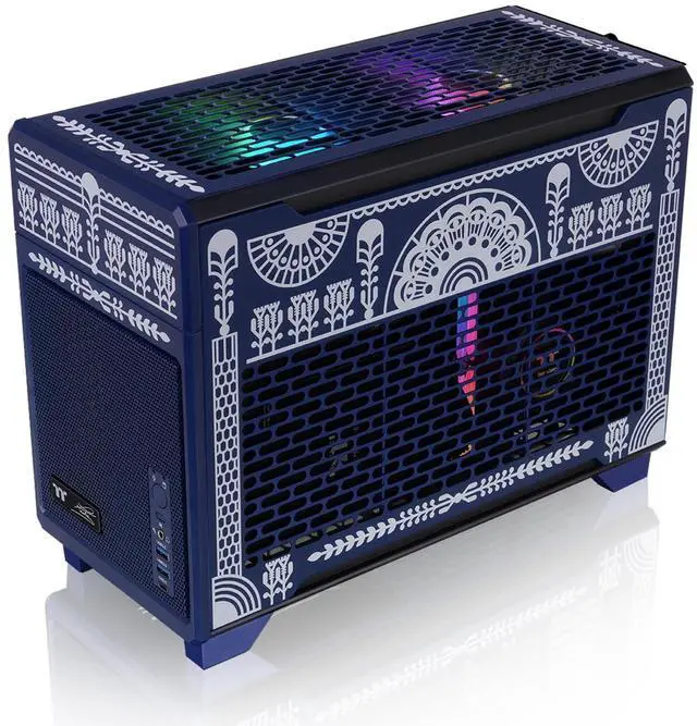 Alt view image 9 of 12 - Thermaltake TR100 Koralie Edition; mITX Support; 18.9 Liters; PCIe 4.0 Riser Cable Included; 360mm GPU Clearance; 280mm Radiator Support; Removable PCIe Bracket; Cobalt Blue; CA-11A-00SPNN-AR