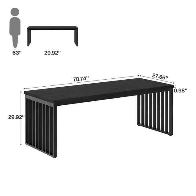 Alt view image 6 of 7 - Tribesigns Industrial Dining Table for 6-8 Person, 78.74" Long Rectangle Dining Table Wood Kitchen Table with Heavy Duty Metal Frame for Living Room and Dining Room (Black)
