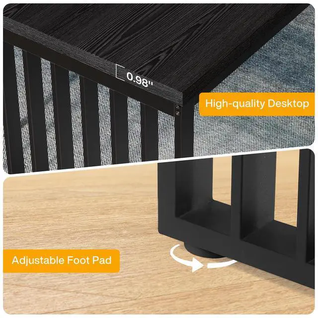 Alt view image 7 of 7 - Tribesigns Industrial Dining Table for 6-8 Person, 78.74" Long Rectangle Dining Table Wood Kitchen Table with Heavy Duty Metal Frame for Living Room and Dining Room (Black)