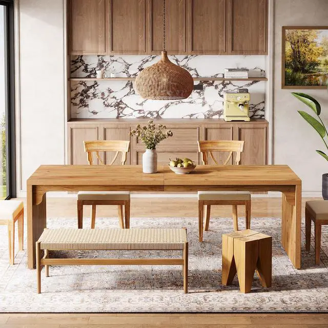 Alt view image 3 of 7 - Tribesigns 78-Inch Dining Table for 6-8, Modern Rectangular Dining Room Table, Large Long Kitchen Dining Table with Sturdy Base, Wood Dinner Table for Dining Room, Home