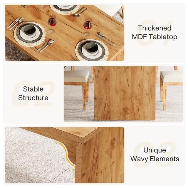 Alt view image 6 of 7 - Tribesigns 78-Inch Dining Table for 6-8, Modern Rectangular Dining Room Table, Large Long Kitchen Dining Table with Sturdy Base, Wood Dinner Table for Dining Room, Home