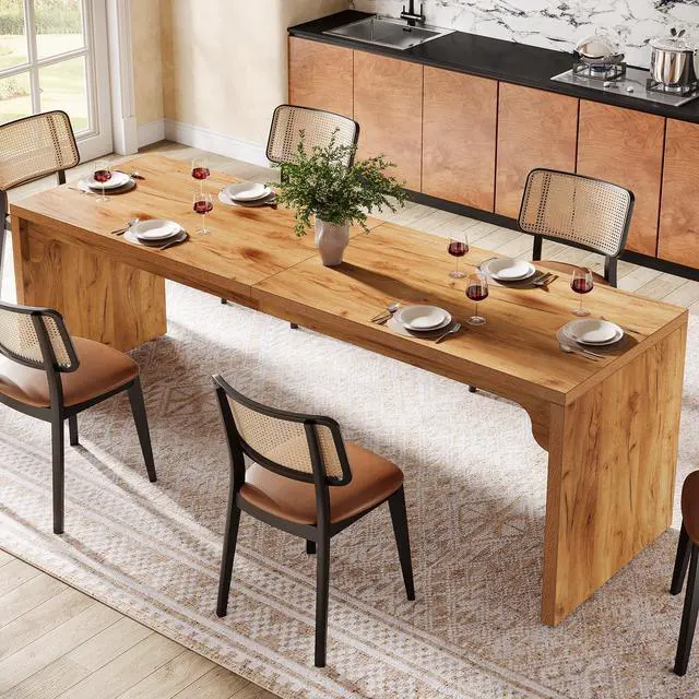 Alt view image 4 of 7 - Tribesigns 78-Inch Dining Table for 6-8, Modern Rectangular Dining Room Table, Large Long Kitchen Dining Table with Sturdy Base, Wood Dinner Table for Dining Room, Home