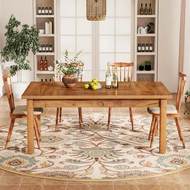 Alt view image 3 of 6 - Tribesigns 70.87" Modern Farmhouse Dining Table for 6-8, Solid Wood Legs & MDF Top, Heavy Duty 350lb Capacity, Large Rectangle Kitchen Dinner Table, Easy Assembly