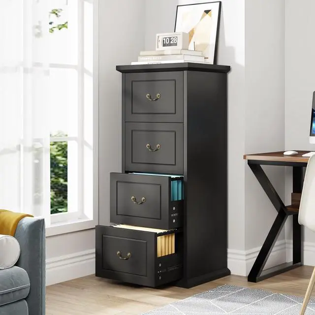 Alt view image 4 of 7 - Tribesigns 4-Drawer File Filing Cabinet, Vertical Office File Cabinet,Black