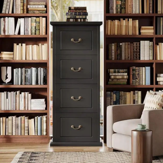 Alt view image 5 of 7 - Tribesigns 4-Drawer File Filing Cabinet, Vertical Office File Cabinet,Black