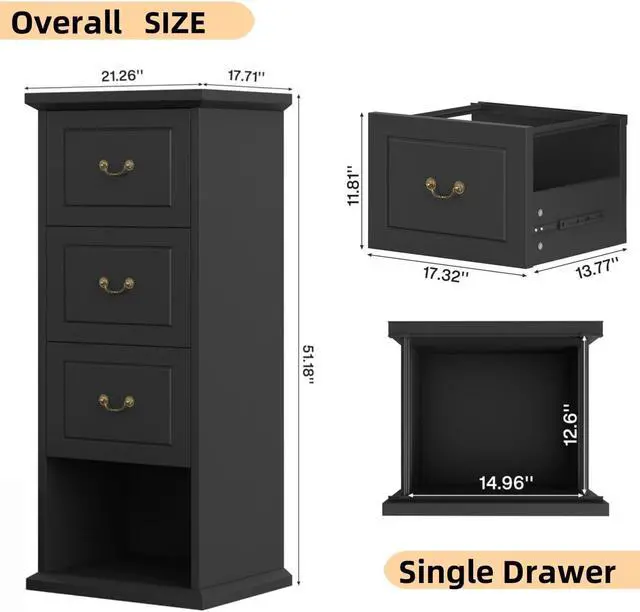 Alt view image 2 of 7 - Tribesigns 4-Drawer File Filing Cabinet, Vertical Office File Cabinet,Black