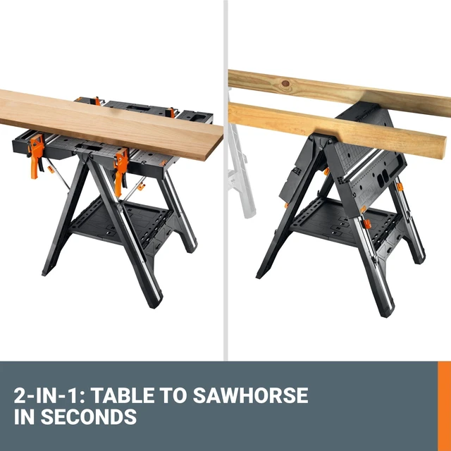Alt view image 12 of 16 - WORX Pegasus Portable Folding Work Bench & Sawhorse w/ Bar Clamps |