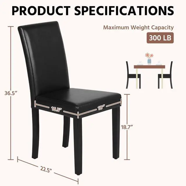 Alt view image 3 of 7 - Yaheetech Dining Chairs Set of 4 PU Leather Upholstered Parsons Dining Chairs with Solid Wood Legs for Kitchen/Living Room/Restaurant, Modern Style, Black