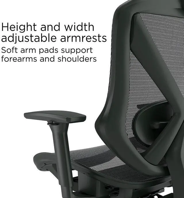 Alt view image 4 of 7 - Staples Dexley Ergonomic Task Chair, Mesh, Ergonomic, Lumbar Support, Adjustable Height, Black