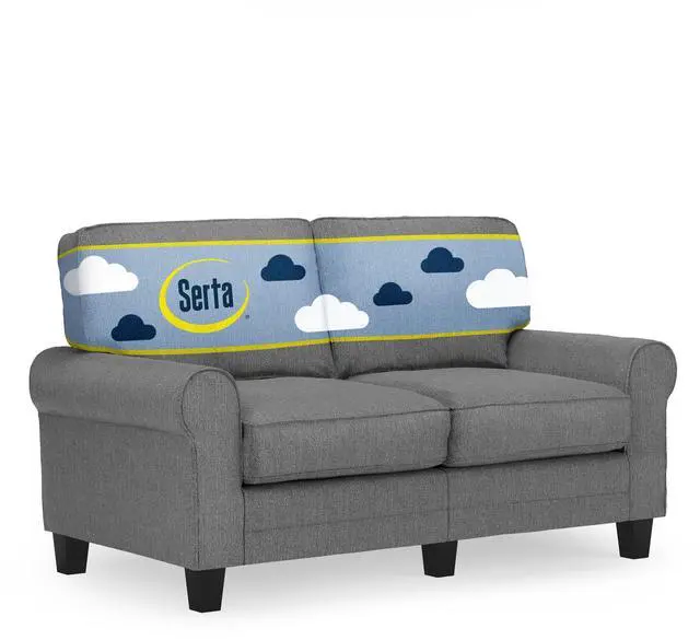 Main image of Serta Copenhagen Small Loveseat Sofa, 61 Inch Couch with Rolled Arms, Pocket Coil Seat Cushions, Removable Covers, Easy Care Polyester Upholstery for Living Room, Bedroom or Office, Dark Gray