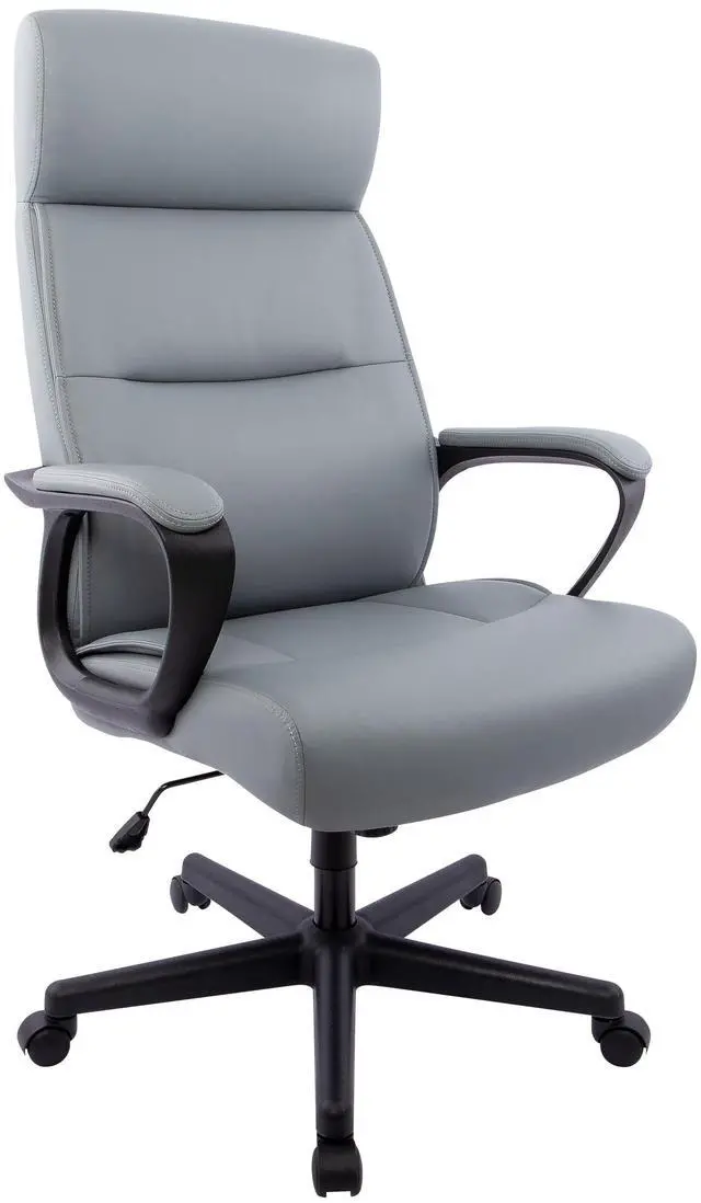 Main image of STAPLES Rutherford Ergonomic Manager & Executive Office Chair, High Back Swivel, Adjustable Height, Luxura Faux Leather, Gray