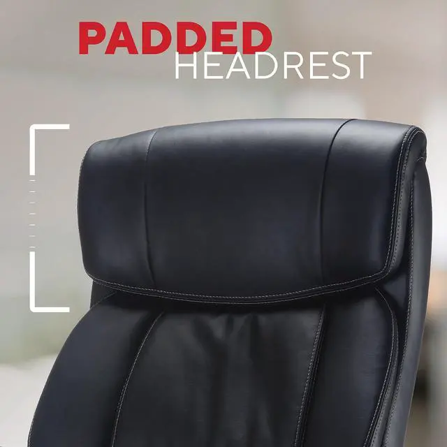 Alt view image 3 of 7 - STAPLES Lockland Ergonomic Managers Office Chair, Big & Tall Cushioned, Adjustable Height, Metal Frame, Bonded Leather, for Workspace, Home, or Gaming, Black