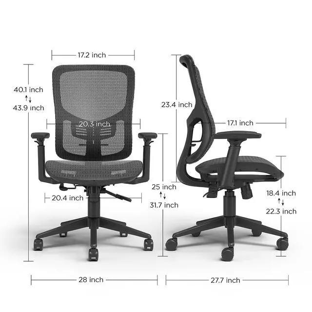 Alt view image 10 of 12 - Staples Kroy Mesh Task Chair Black UN59456