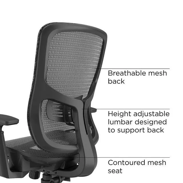 Alt view image 7 of 12 - Staples Kroy Mesh Task Chair Black UN59456