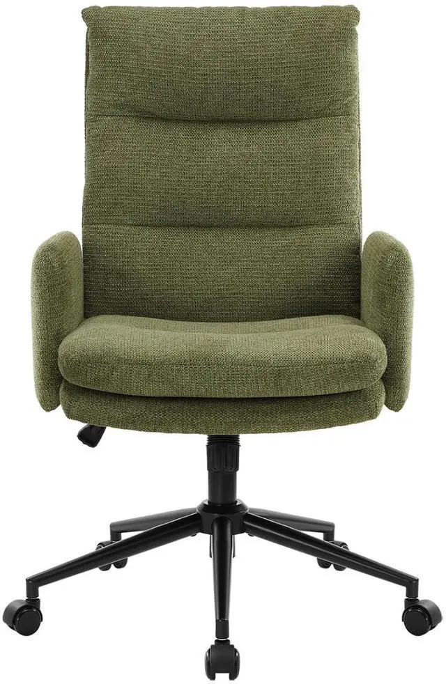 Main image of IWMH High-Back Home Office Chair,Upholstered Desk Chair with Armrests,Height Adjustable Armchair with Wheels, Swivel Office Desk Chair, Ergonomic Computer Task Chair, Leisure Armchair Cashmere (Green)