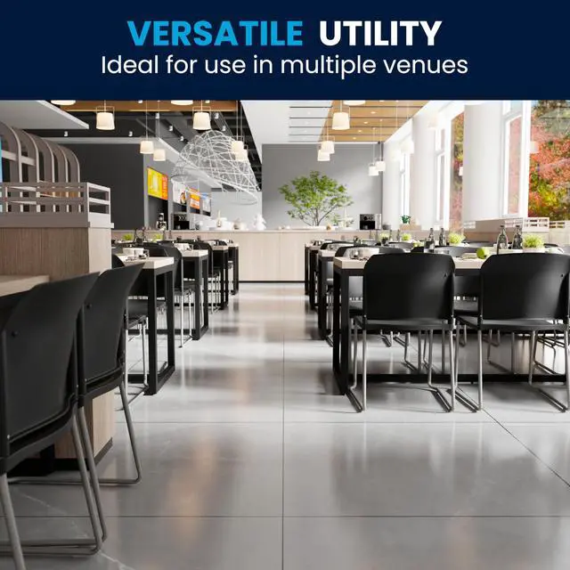 Alt view image 19 of 19 - Flash Furniture 5 Pack HERCULES Series 880 lb. Capacity Black Full Back Contoured Stack Chair with Gray Powder Coated Sled Base