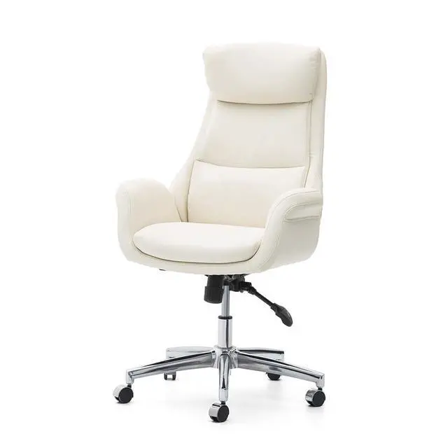 Alt view image 7 of 7 - Glitzhome Modern Executive Home High-Back Office Chair - Leather Adjustable Swivel Desk Chair with Armrest(Cream)