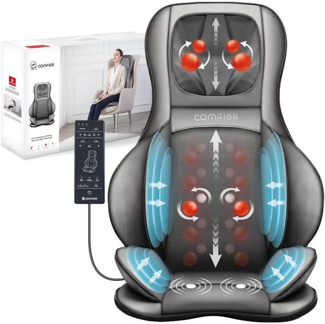 Main image of COMFIER Massager Chair with Heat, Shiatsu Neck Back Massager Portable with Compression & Rolling,Massage Chair Pad for Neck & Back for Muscle Tension Relief, Father Day Gift