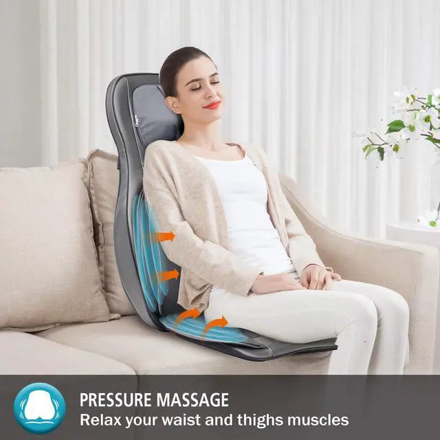 Alt view image 5 of 7 - COMFIER Massager Chair with Heat, Shiatsu Neck Back Massager Portable with Compression & Rolling,Massage Chair Pad for Neck & Back for Muscle Tension Relief, Father Day Gift