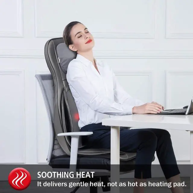Alt view image 6 of 7 - COMFIER Massager Chair with Heat, Shiatsu Neck Back Massager Portable with Compression & Rolling,Massage Chair Pad for Neck & Back for Muscle Tension Relief, Father Day Gift