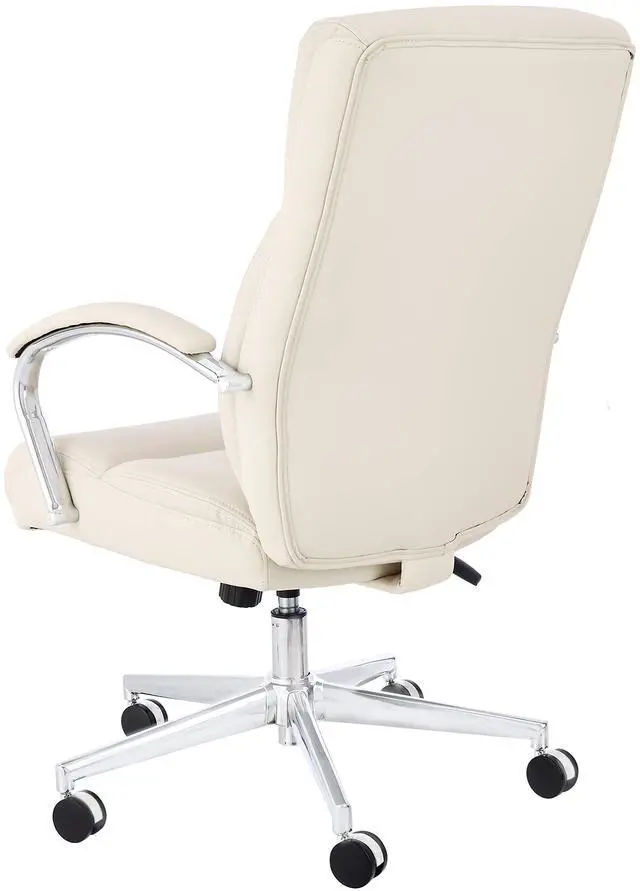 Alt view image 2 of 5 - Amazon Basics Executive Desk Chair with Easy Assembly, Adjustable Height, 275lb Capacity, Oversized Cushion, 29.13"D x 25.2"W x 43.11"H, Ivory Bonded Leather