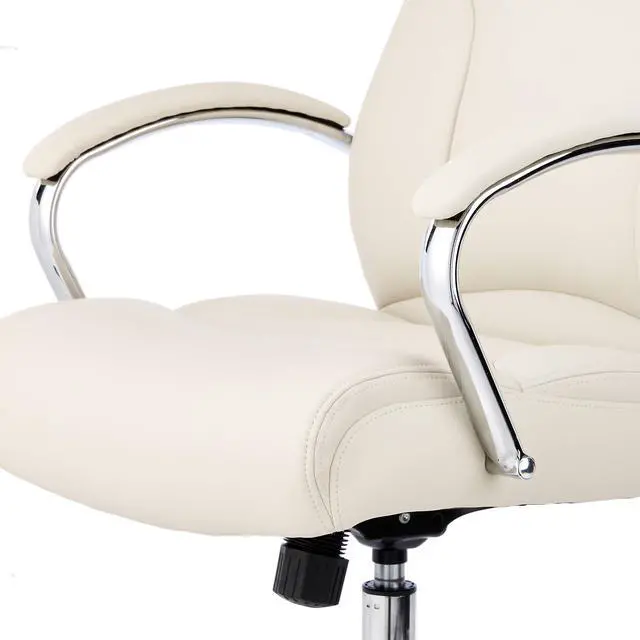 Alt view image 3 of 5 - Amazon Basics Executive Desk Chair with Easy Assembly, Adjustable Height, 275lb Capacity, Oversized Cushion, 29.13"D x 25.2"W x 43.11"H, Ivory Bonded Leather