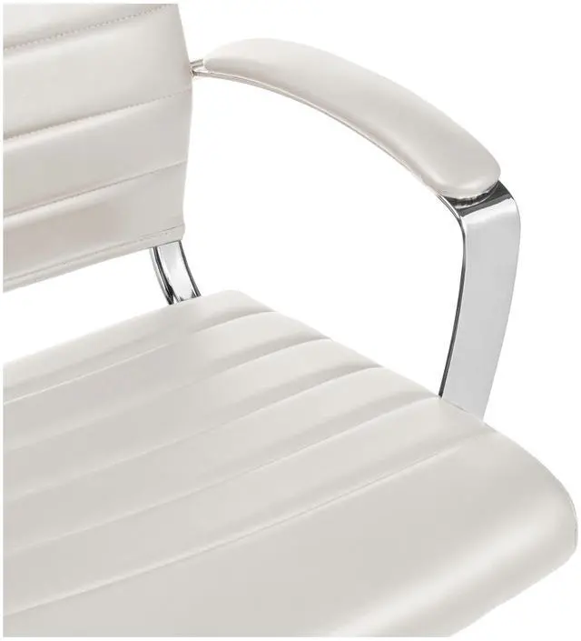Alt view image 4 of 4 - Amazon Basics High-Back Swivel Office Chair with Lumbar Support, Ergonomic Ribbed Faux Leather, Modern Style, 45.25" x 24.75" x 23.25", Stunning White