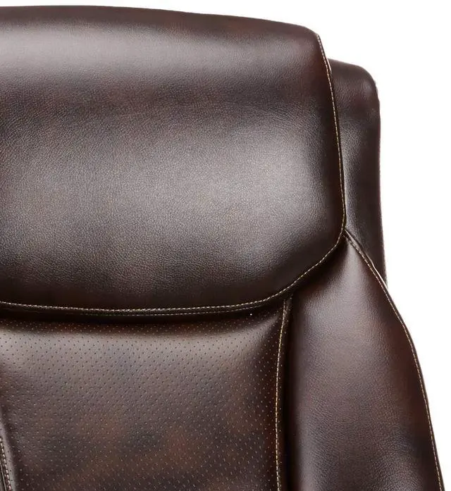 Alt view image 4 of 4 - Amazon Basics Big and Tall Executive Office Chair with Lumbar Support, Adjustable Height, 360-Degree Swivel, 350-Pound Capacity, 28.5"D x 30.25"W x 47.9"H, Brown with Pewter Finish