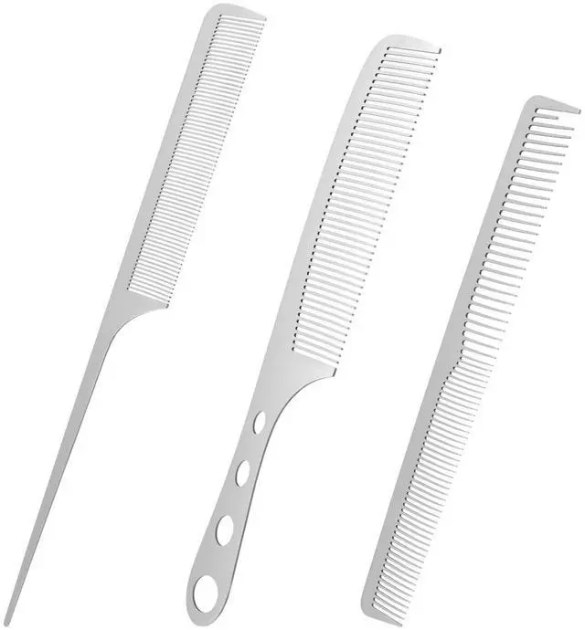 Main image of 3PCS Metal Comb, Metal Hair Comb for Men, Anti Static Fine Tooth Combs for Women And Men's Hairdressing Supplies And Hairstyle Design
