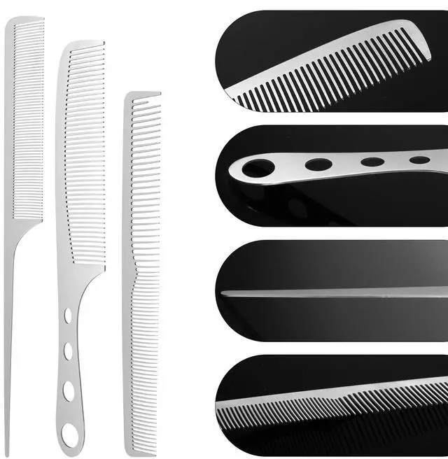Alt view image 3 of 7 - 3PCS Metal Comb, Metal Hair Comb for Men, Anti Static Fine Tooth Combs for Women And Men's Hairdressing Supplies And Hairstyle Design