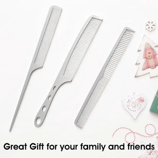 Alt view image 7 of 7 - 3PCS Metal Comb, Metal Hair Comb for Men, Anti Static Fine Tooth Combs for Women And Men's Hairdressing Supplies And Hairstyle Design