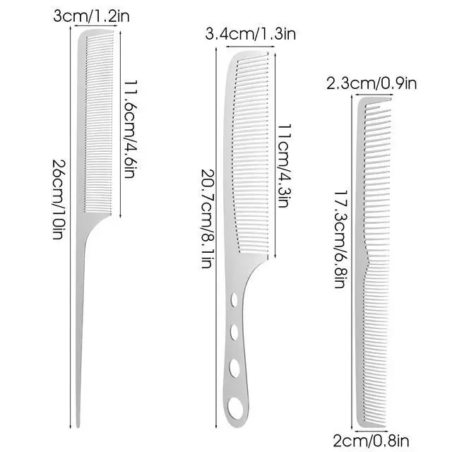 Alt view image 2 of 7 - 3PCS Metal Comb, Metal Hair Comb for Men, Anti Static Fine Tooth Combs for Women And Men's Hairdressing Supplies And Hairstyle Design