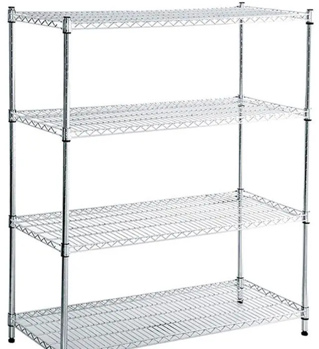 Main image of 18 x 48 Silver Stainless Steel 4-Tier Shelving Unit Set Heavy-Duty Storage Rack Metal Wire Shelving Set Kitchen Storage Rack Ideal for Microwave Oven Storage Home & Warehouse Storage Shelving