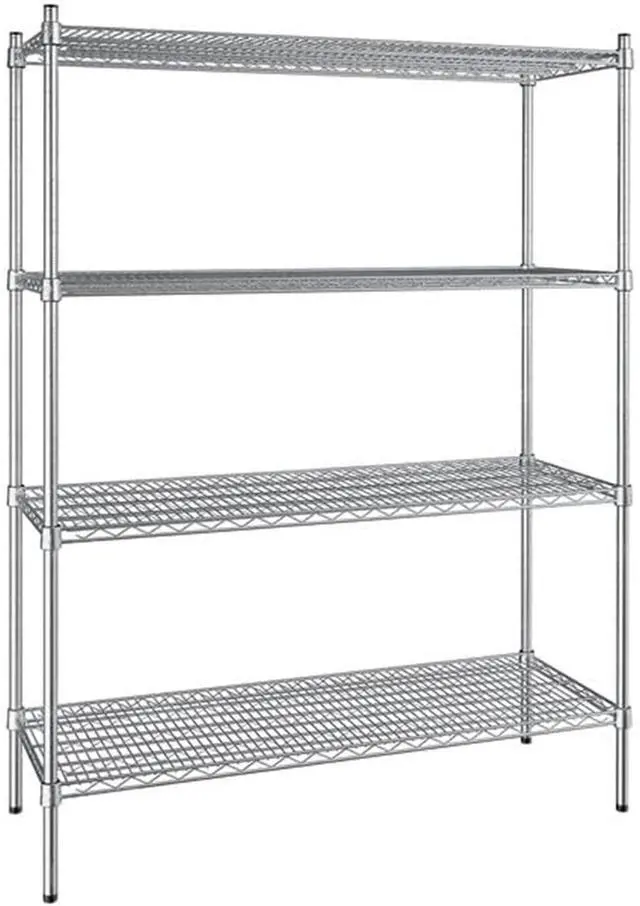 Alt view image 4 of 5 - 18 x 48 Silver Stainless Steel 4-Tier Shelving Unit Set Heavy-Duty Storage Rack Metal Wire Shelving Set Kitchen Storage Rack Ideal for Microwave Oven Storage Home & Warehouse Storage Shelving
