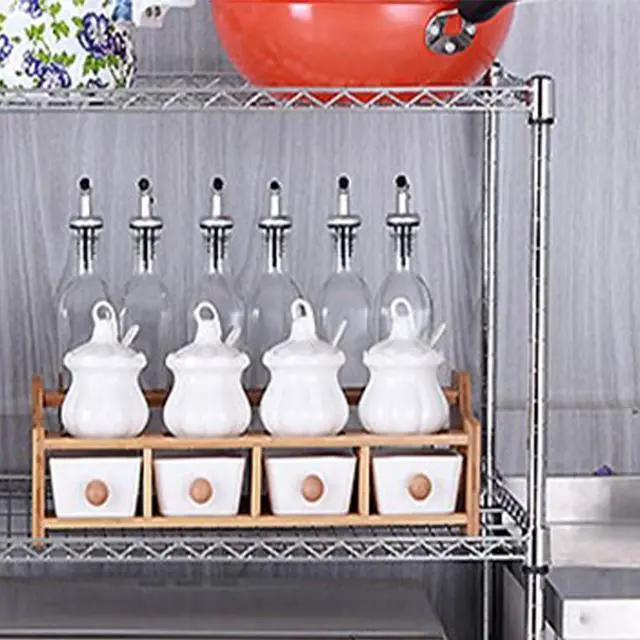 Alt view image 3 of 5 - 18 x 48 Silver Stainless Steel 4-Tier Shelving Unit Set Heavy-Duty Storage Rack Metal Wire Shelving Set Kitchen Storage Rack Ideal for Microwave Oven Storage Home & Warehouse Storage Shelving