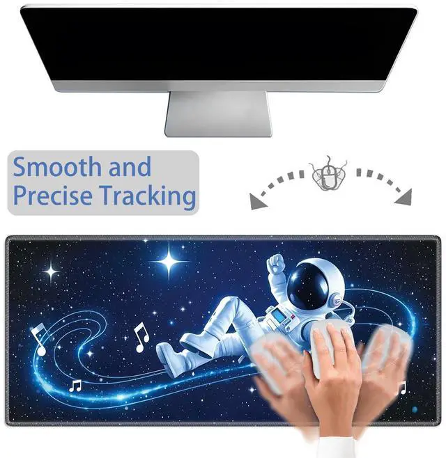 Alt view image 3 of 7 - Mouse Pad Gaming Mousepad 31.5x11.8 Inch XXL Large + Coasters,Desk Mat with Stitched Edges, Non-Slip Rubber Base, Thick Mouse Pad for Computer, Laptop, Office & Home - Starry Sky Astronaut Note