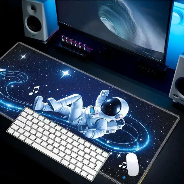 Alt view image 6 of 7 - Mouse Pad Gaming Mousepad 31.5x11.8 Inch XXL Large + Coasters,Desk Mat with Stitched Edges, Non-Slip Rubber Base, Thick Mouse Pad for Computer, Laptop, Office & Home - Starry Sky Astronaut Note