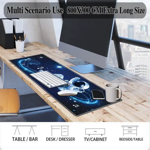 Alt view image 7 of 7 - Mouse Pad Gaming Mousepad 31.5x11.8 Inch XXL Large + Coasters,Desk Mat with Stitched Edges, Non-Slip Rubber Base, Thick Mouse Pad for Computer, Laptop, Office & Home - Starry Sky Astronaut Note