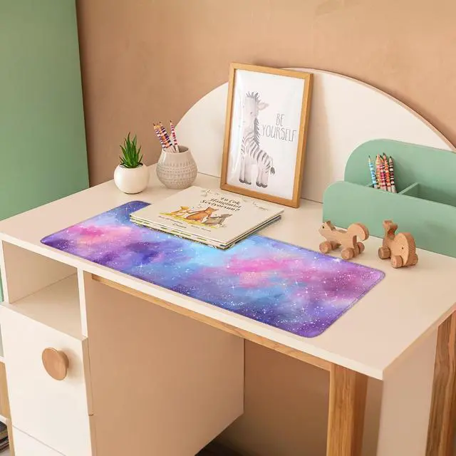 Alt view image 3 of 7 - Galaxy Mouse Pad Large, Extended Gaming Desk Mat 31.5 x 11.8 in Watercolor Nebula Starry Sky Design, Stitched Edges, Non-Slip Base, Keyboard and Mouse Pad for Office & Home