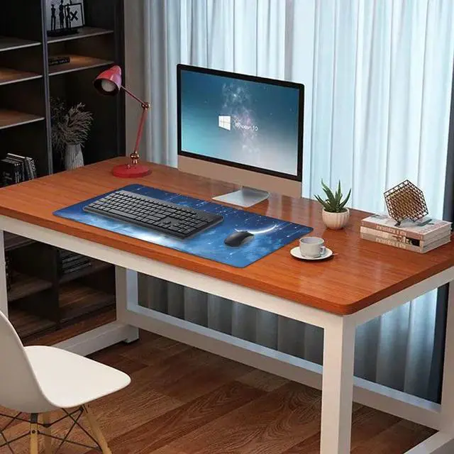 Alt view image 7 of 7 - Blue Sky Stars Moon Desk Pad Mouse Pad,Large XL Meteor Showers Mouse Mat with Stitched Edges,Non-Slip Rubber Base Mousepad for Office PC Keyboard Laptop and Home Work Desk Mat(27.5X11.8 in)