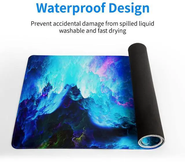 Alt view image 4 of 7 - Dazzling Galaxy Gaming Mouse Pad 31.5x11.8 Inch Blue Purple Galaxy Nebula Universe Space Large Mousepad Non-Slip Rubber Base Stitched Edges Keyboard Mouse Mat Desk Pad for Office Home and Game