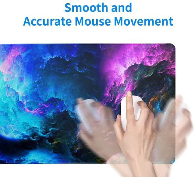 Alt view image 7 of 7 - Dazzling Galaxy Gaming Mouse Pad 31.5x11.8 Inch Blue Purple Galaxy Nebula Universe Space Large Mousepad Non-Slip Rubber Base Stitched Edges Keyboard Mouse Mat Desk Pad for Office Home and Game