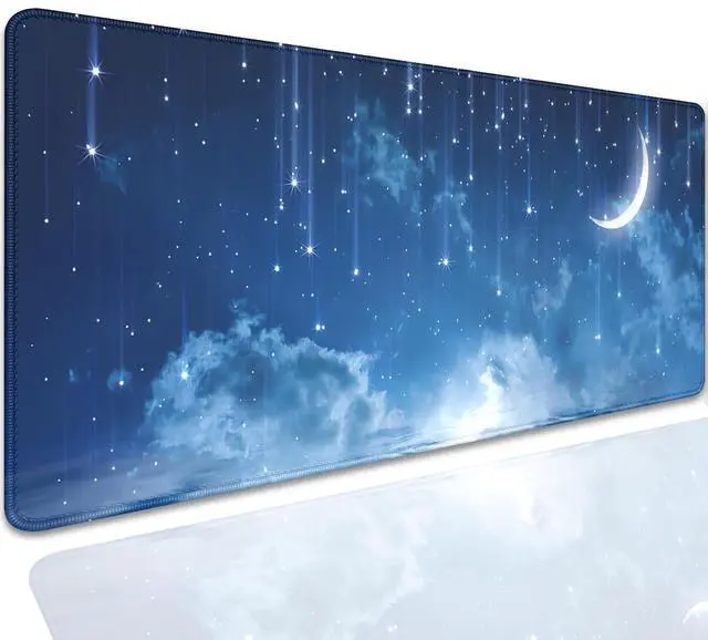 Main image of Blue Sky Stars Moon Desk Pad Mouse Pad,Large XL Meteor Showers Mouse Mat with Stitched Edges,Non-Slip Rubber Base Mousepad for Office PC Keyboard Laptop and Home Work Desk Mat(27.5X11.8 in)