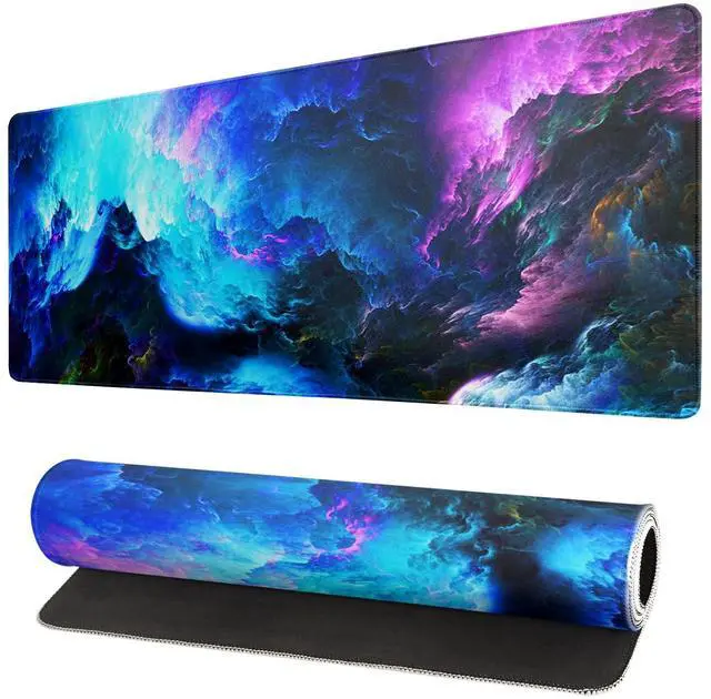 Main image of Dazzling Galaxy Gaming Mouse Pad 31.5x11.8 Inch Blue Purple Galaxy Nebula Universe Space Large Mousepad Non-Slip Rubber Base Stitched Edges Keyboard Mouse Mat Desk Pad for Office Home and Game
